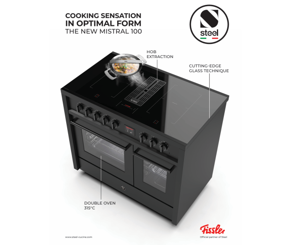 Steel Fornuis Enfasi Mistral 100 EQ10FF-4FIKW-NF Met Kookveldafzuiging