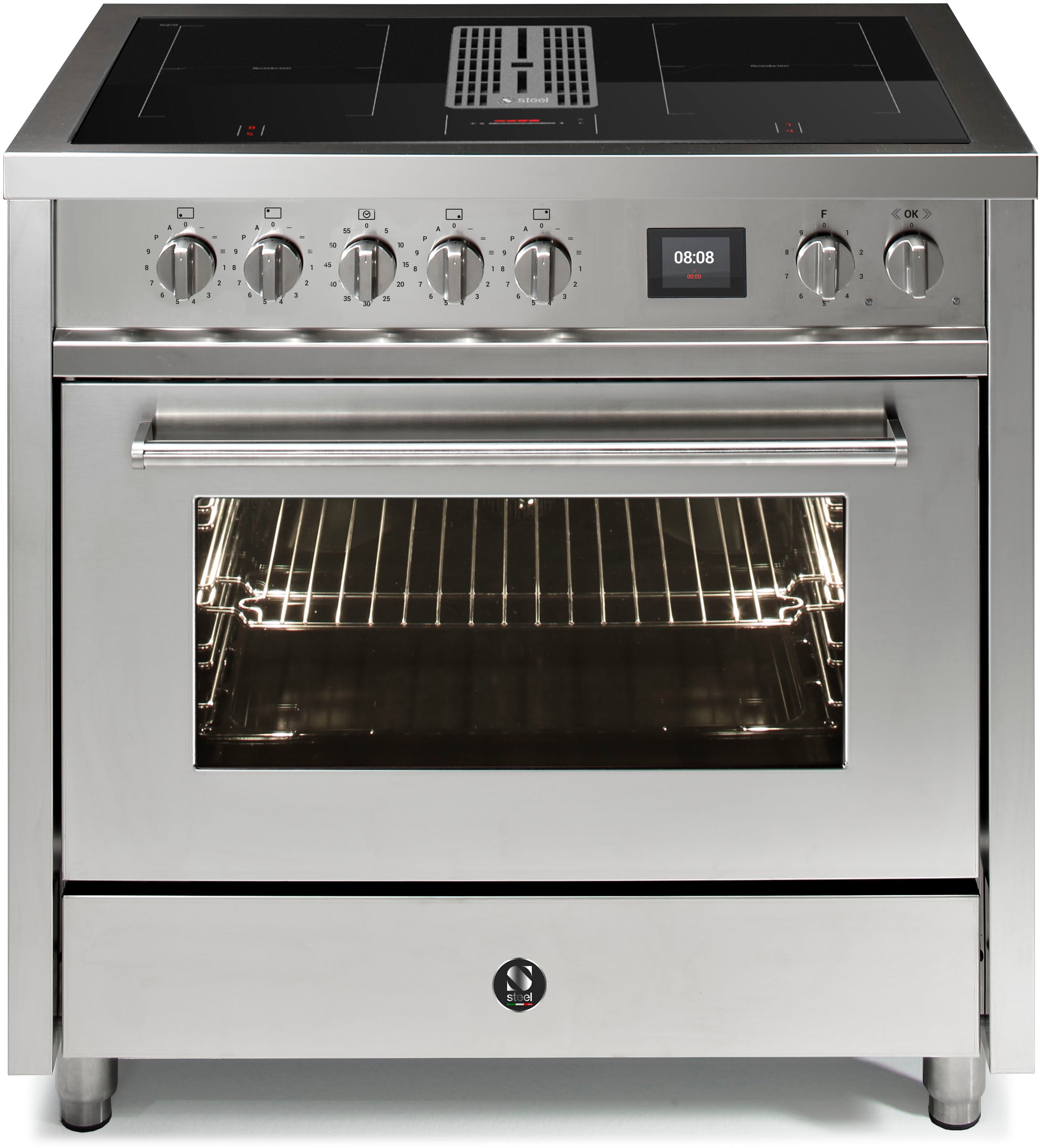 Steel Fornuis Enfasi Mistral 90 EQ9F-4FIKW AN Met Kookveldafzuiging